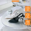Giày cao gót nữ BEE SHOES lưới mũi nhọn gót nhọn cao 6 phân sẵn màu kem - đen